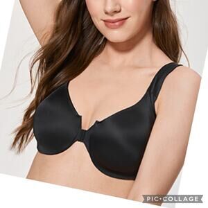 Delimira Black Underwire Full Coverage Racerback Front Closure Bra 46D High Lift